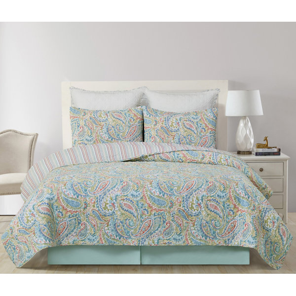 Lush Decor Ensemble de courtepointe réversible en microfibre bleue et